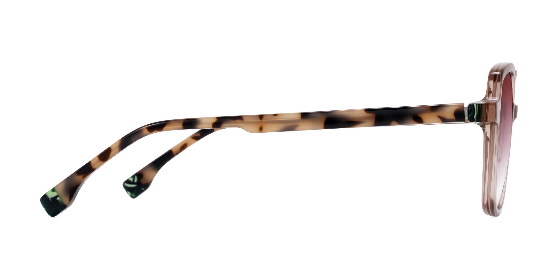 Side of Huynh in Blush Brown/Ivory Tortoise with Garnet Gradient Lenses