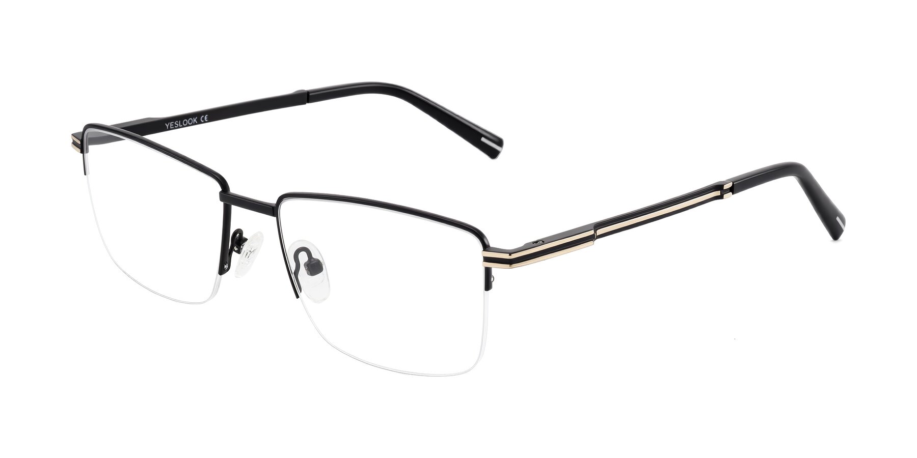 Angle of Ngoyi in Matte Black with Clear Eyeglass Lenses