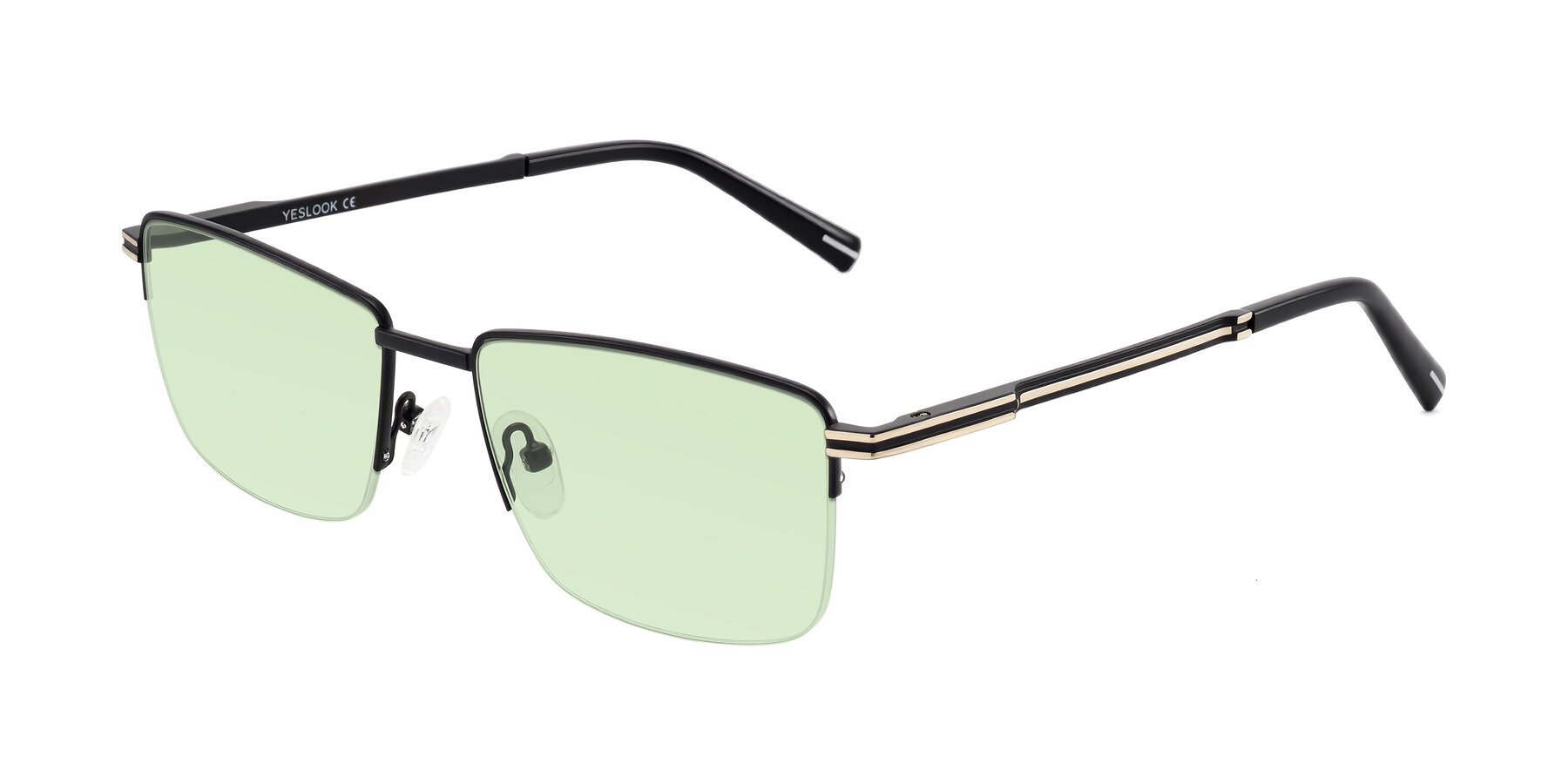 Angle of Ngoyi in Matte Black with Light Green Tinted Lenses