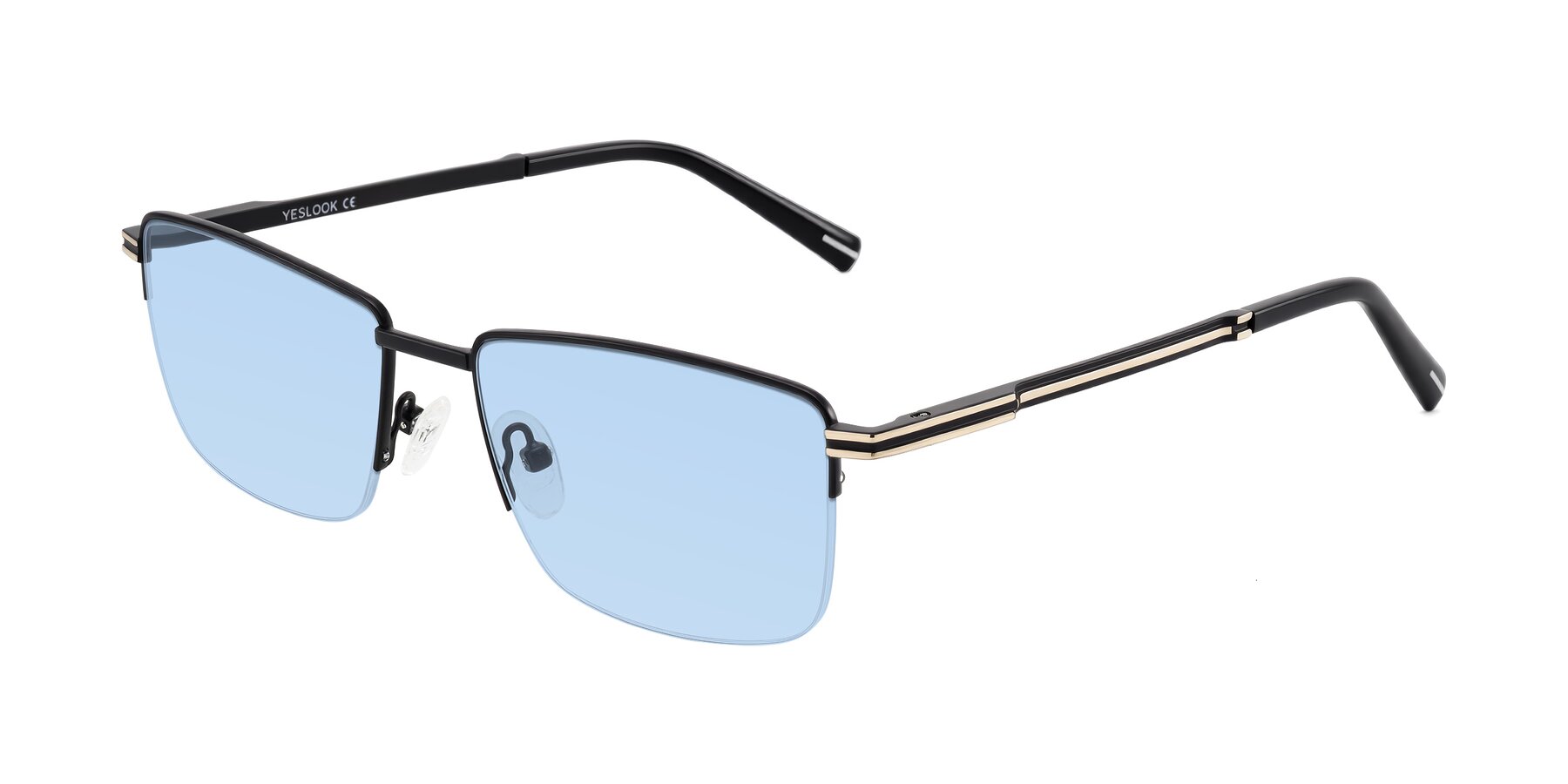 Angle of Ngoyi in Matte Black with Light Blue Tinted Lenses