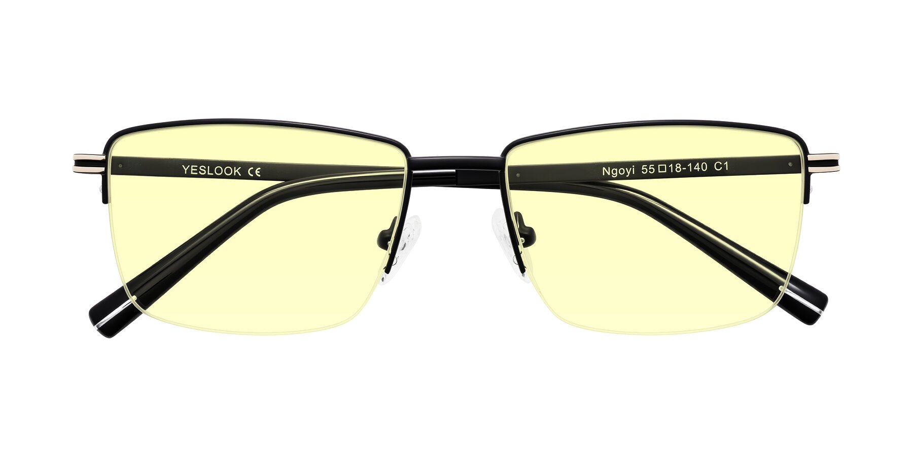 Folded Front of Ngoyi in Matte Black with Light Yellow Tinted Lenses
