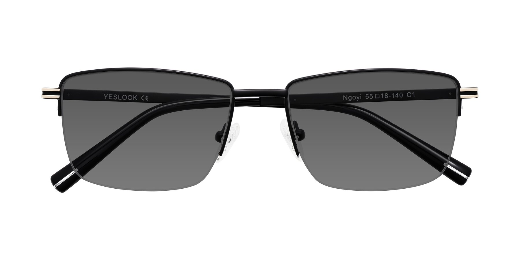 Folded Front of Ngoyi in Matte Black with Medium Gray Tinted Lenses