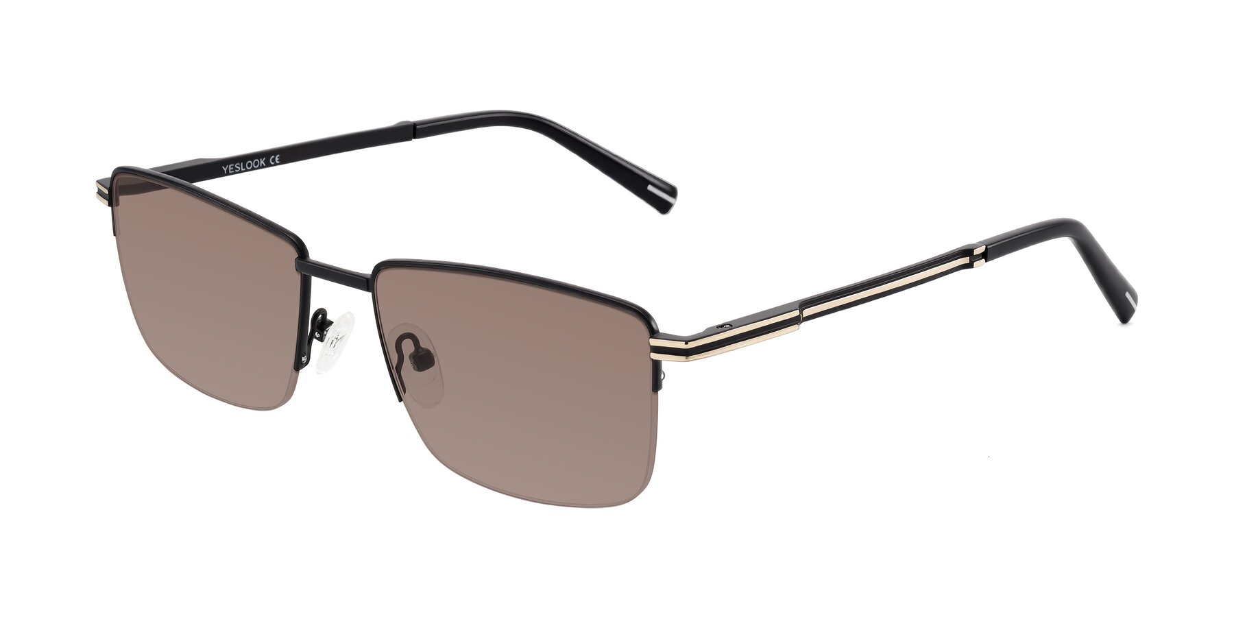 Angle of Ngoyi in Matte Black with Medium Brown Tinted Lenses