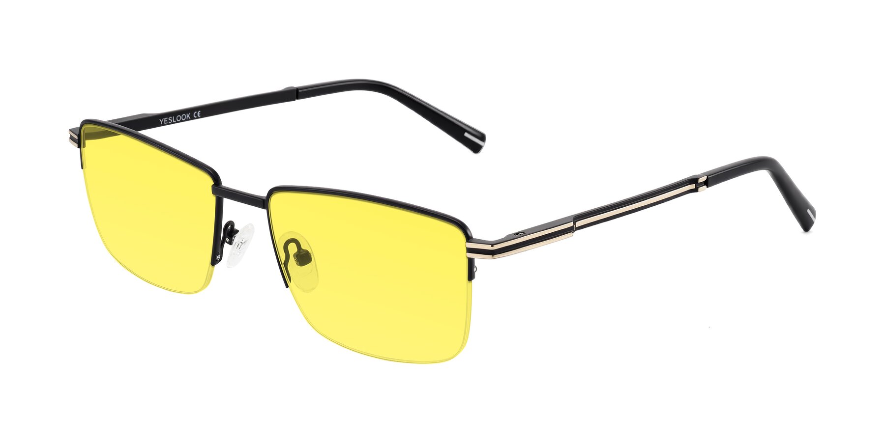Angle of Ngoyi in Matte Black with Medium Yellow Tinted Lenses