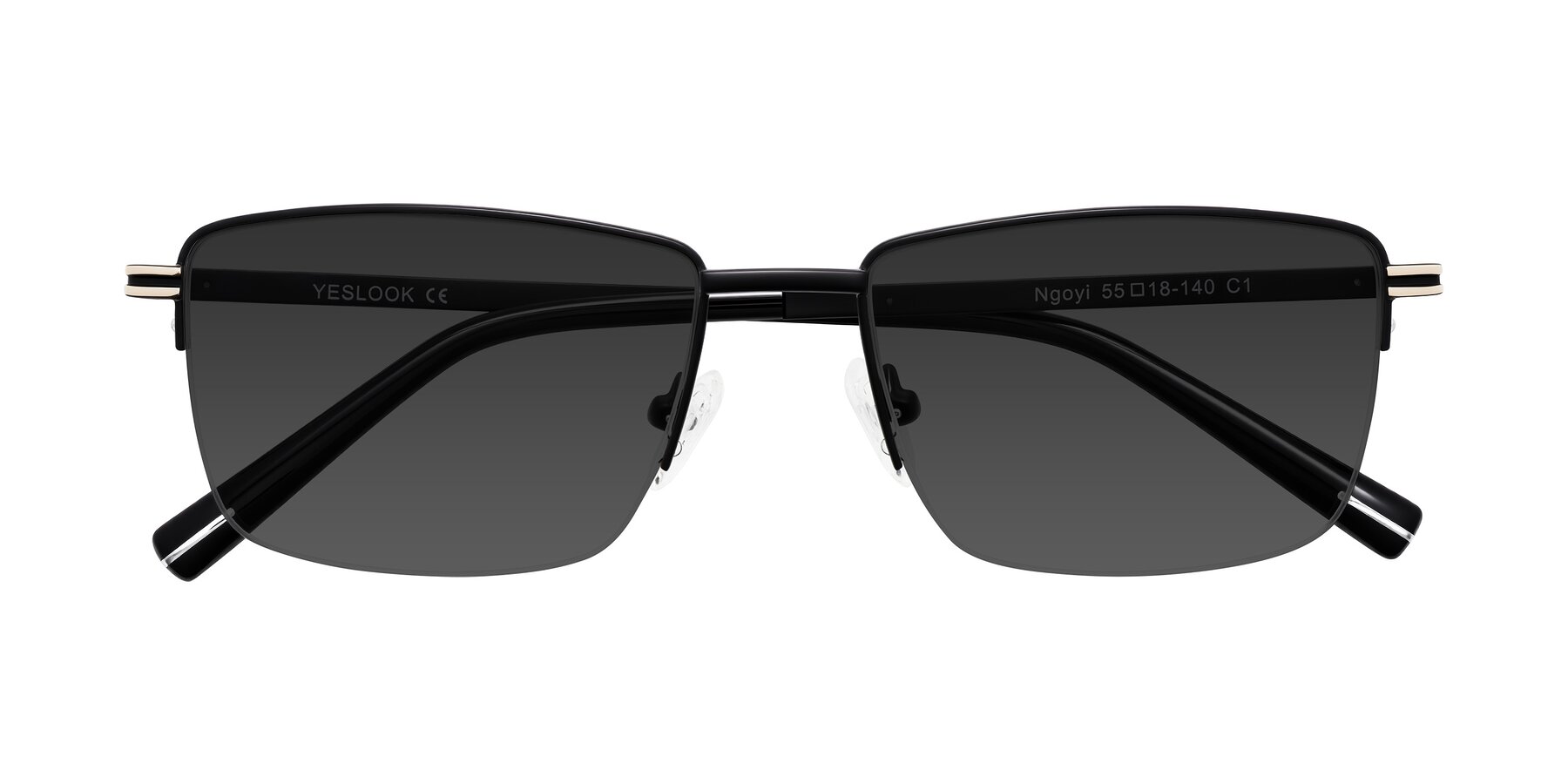 Folded Front of Ngoyi in Matte Black with Gray Tinted Lenses