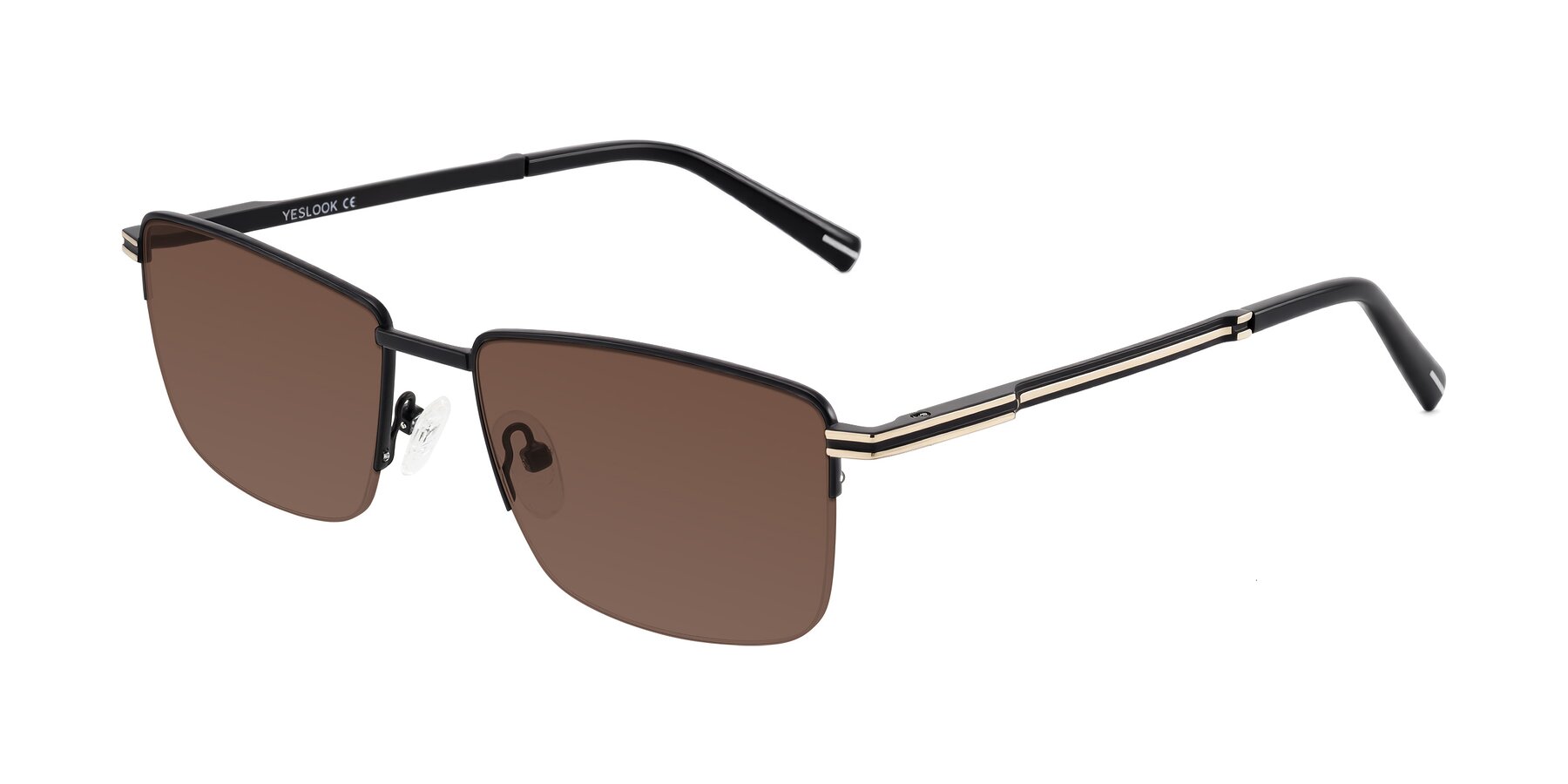 Angle of Ngoyi in Matte Black with Brown Tinted Lenses