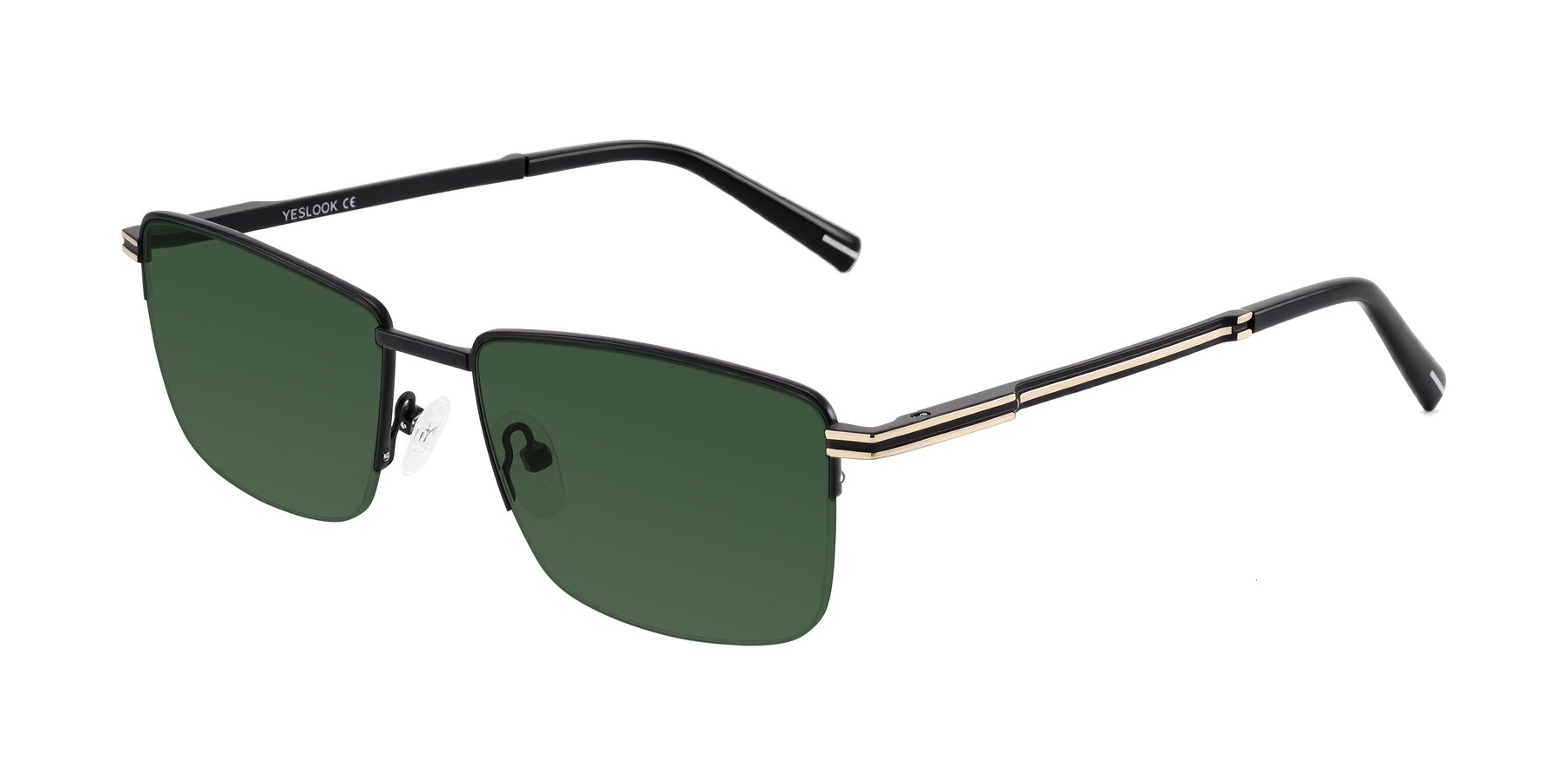 Angle of Ngoyi in Matte Black with Green Tinted Lenses
