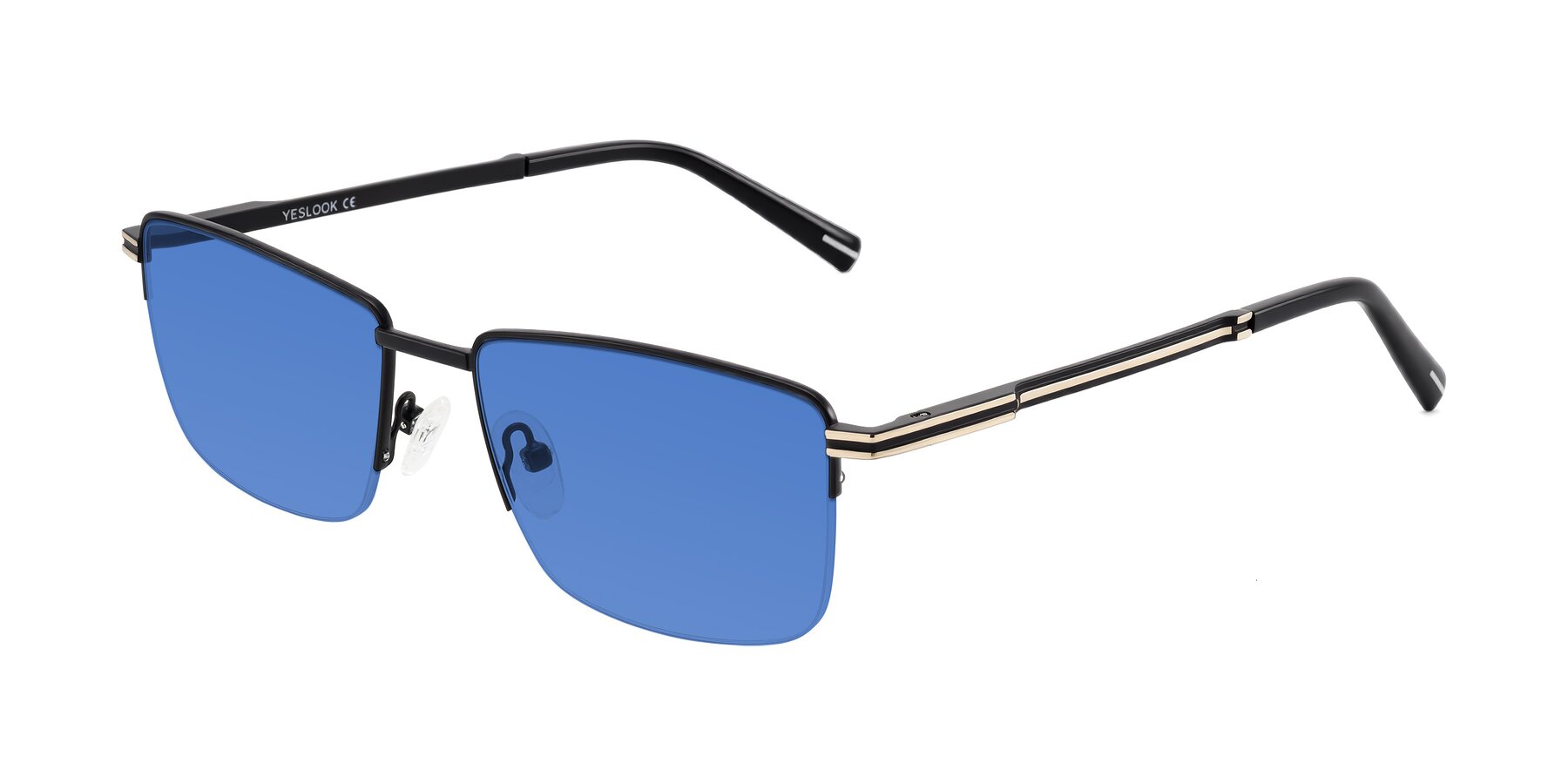 Angle of Ngoyi in Matte Black with Blue Tinted Lenses