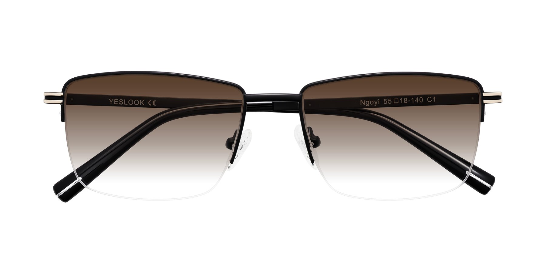 Folded Front of Ngoyi in Matte Black with Brown Gradient Lenses