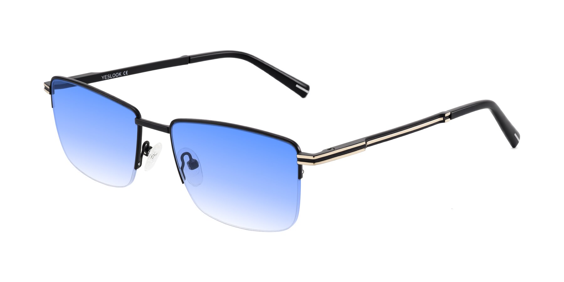 Angle of Ngoyi in Matte Black with Blue Gradient Lenses