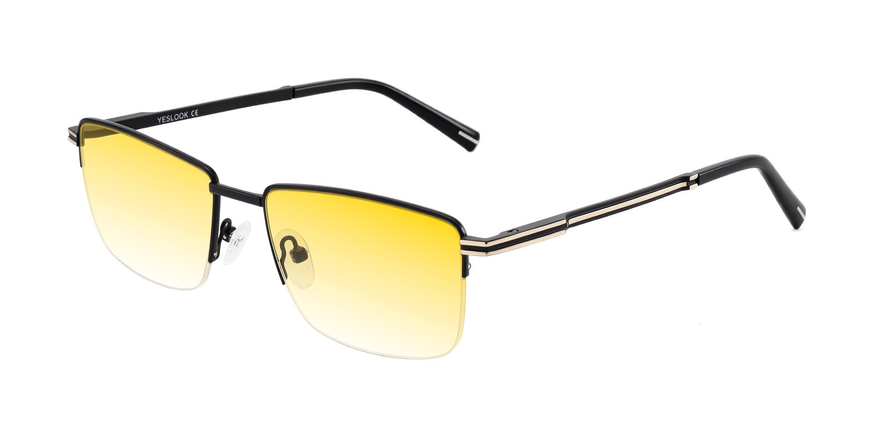Angle of Ngoyi in Matte Black with Yellow Gradient Lenses