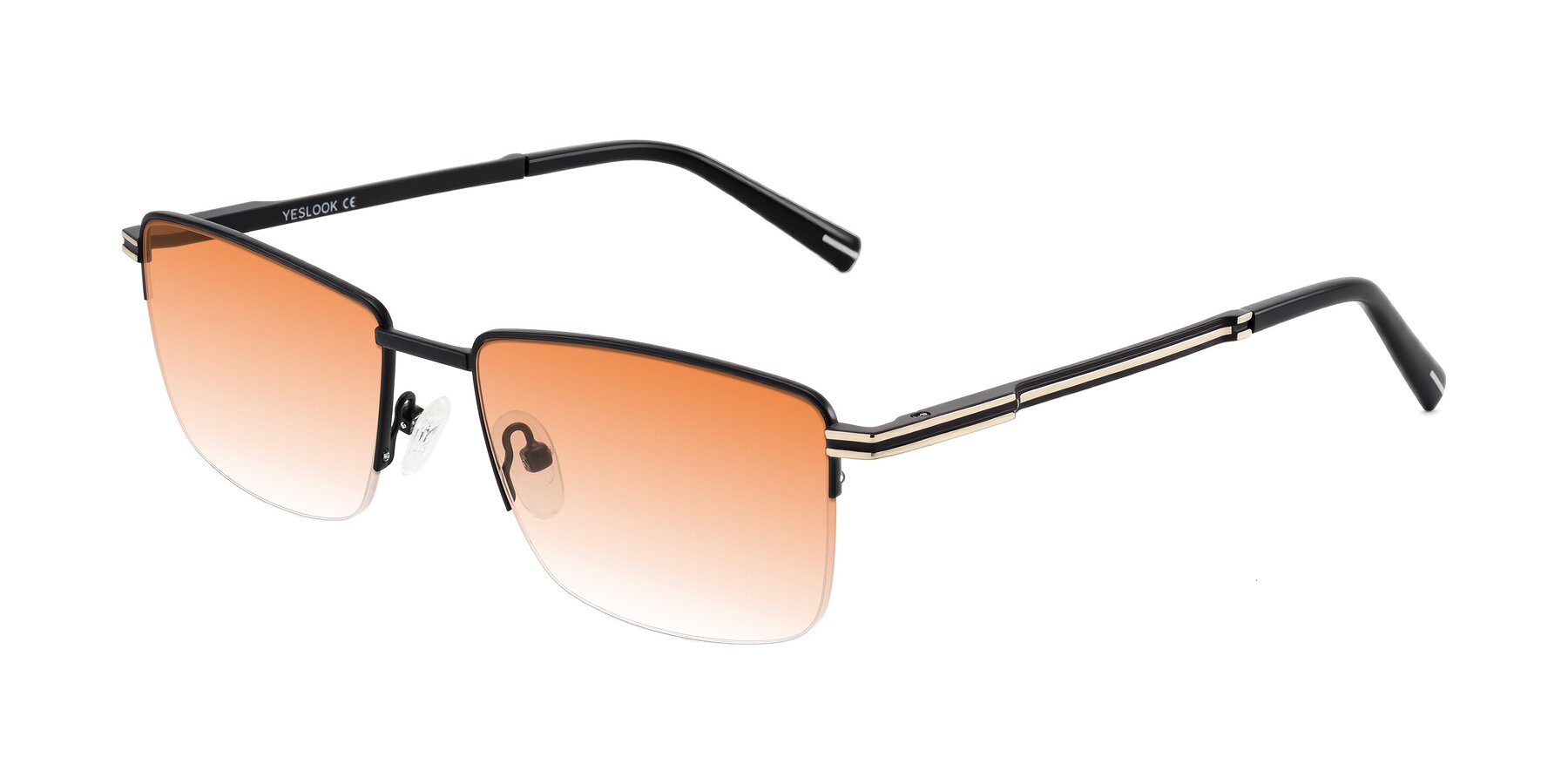Angle of Ngoyi in Matte Black with Orange Gradient Lenses