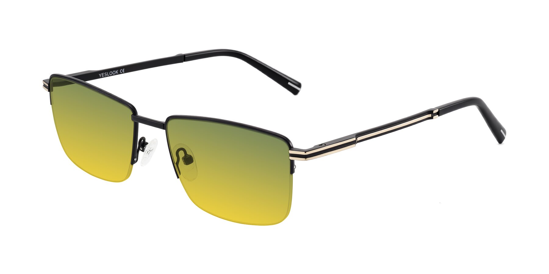 Angle of Ngoyi in Matte Black with Green / Yellow Gradient Lenses