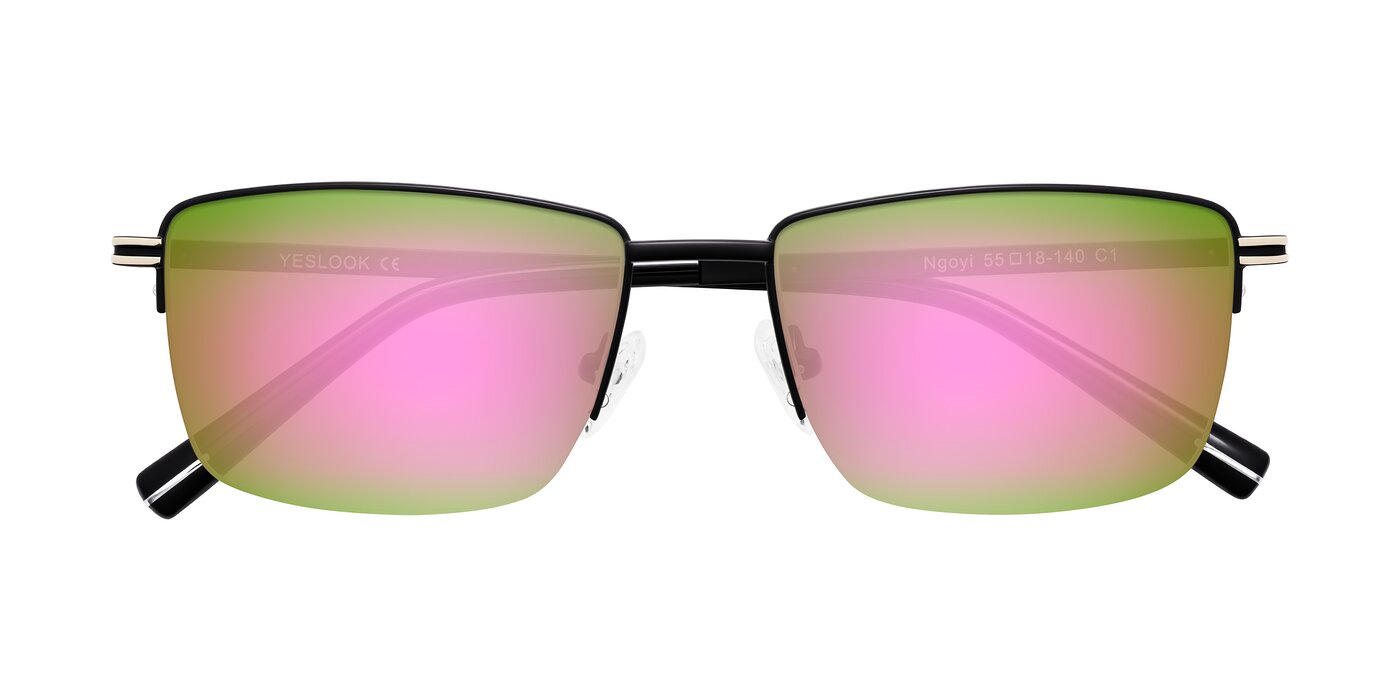 Ngoyi - Matte Black Flash Mirrored Sunglasses