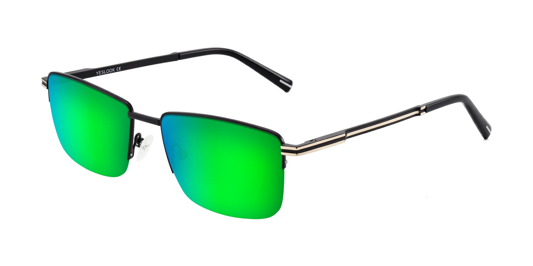Angle of Ngoyi in Matte Black with Green Mirrored Lenses