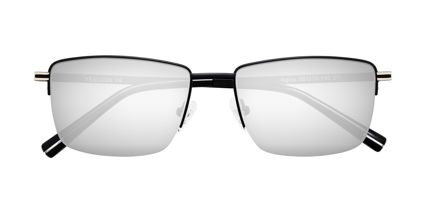 Ngoyi - Matte Black Flash Mirrored Sunglasses