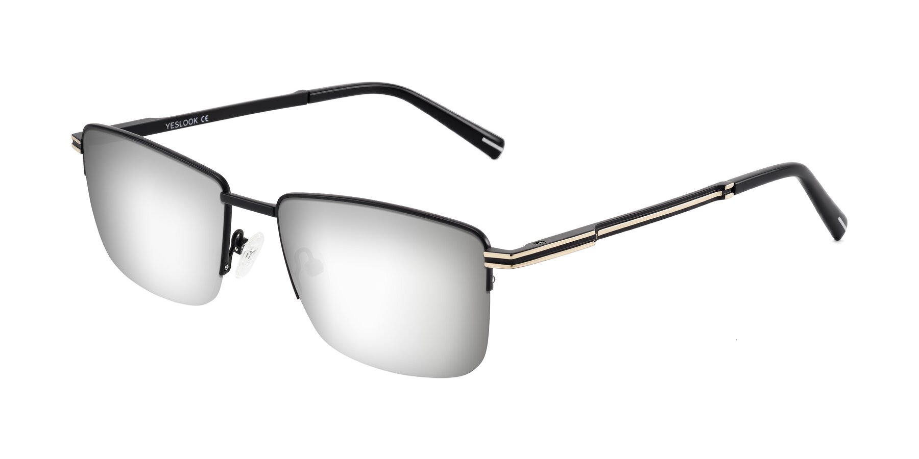 Angle of Ngoyi in Matte Black with Silver Mirrored Lenses