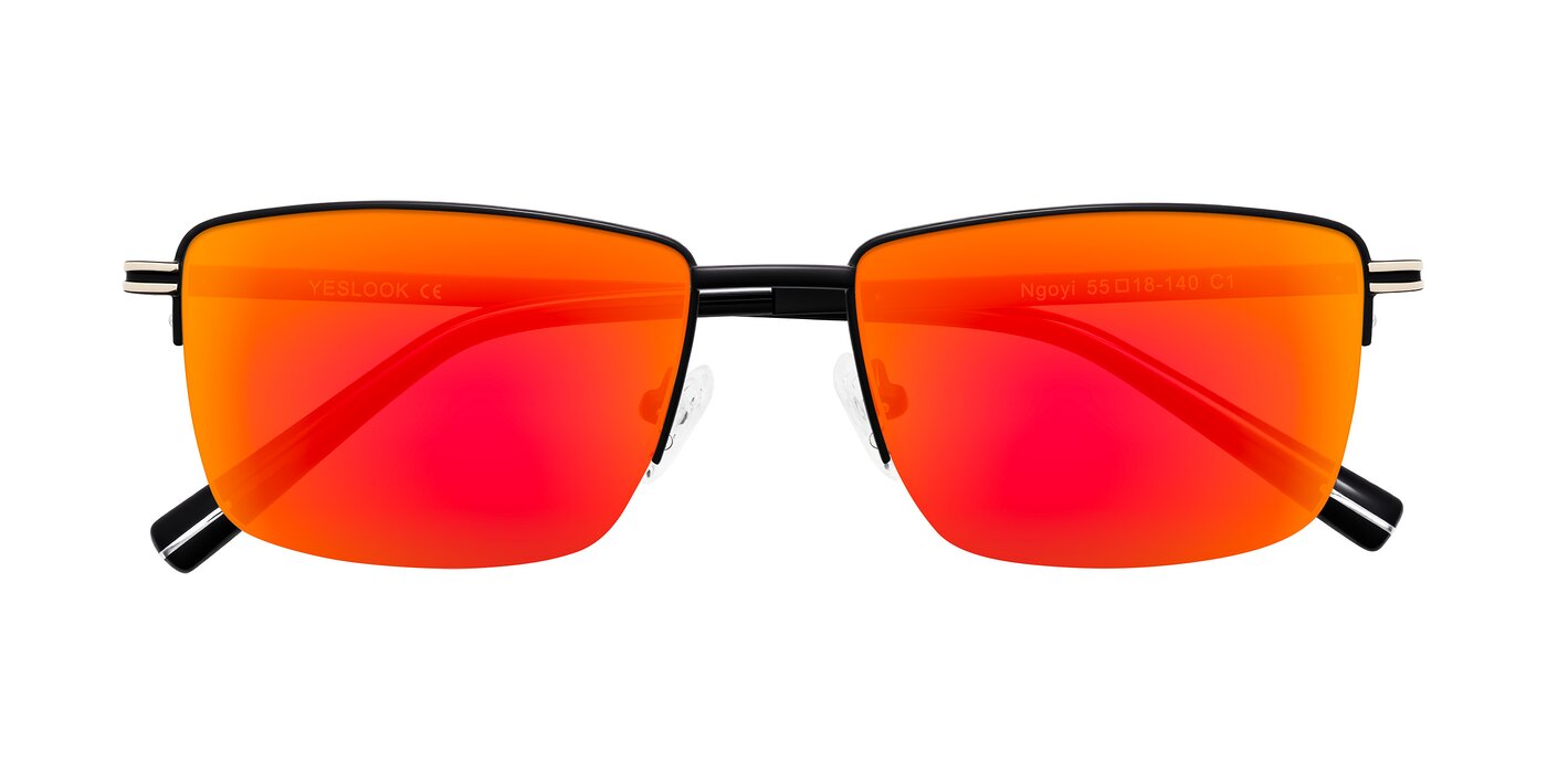 Ngoyi - Matte Black Flash Mirrored Sunglasses