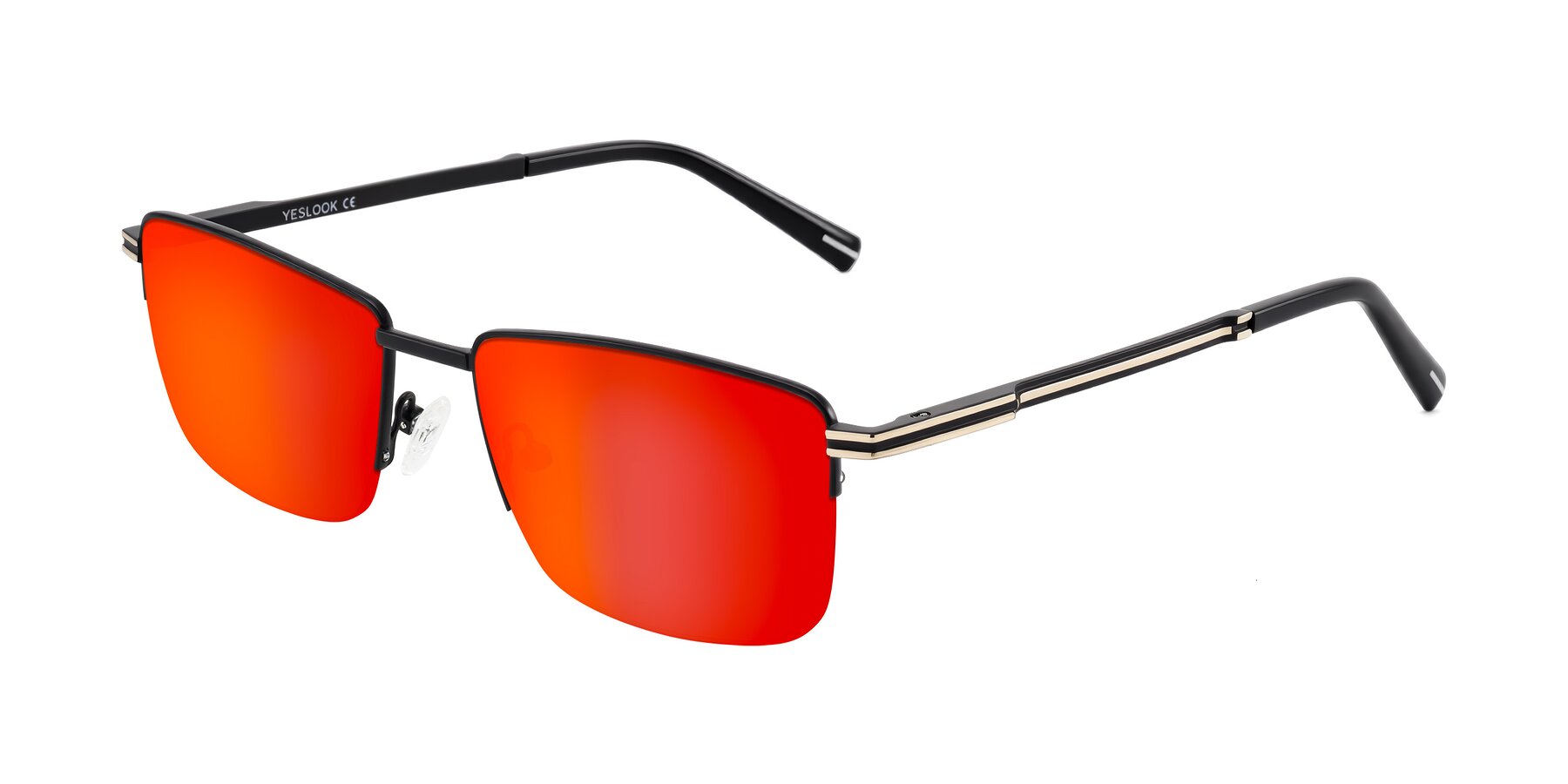 Angle of Ngoyi in Matte Black with Red Gold Mirrored Lenses