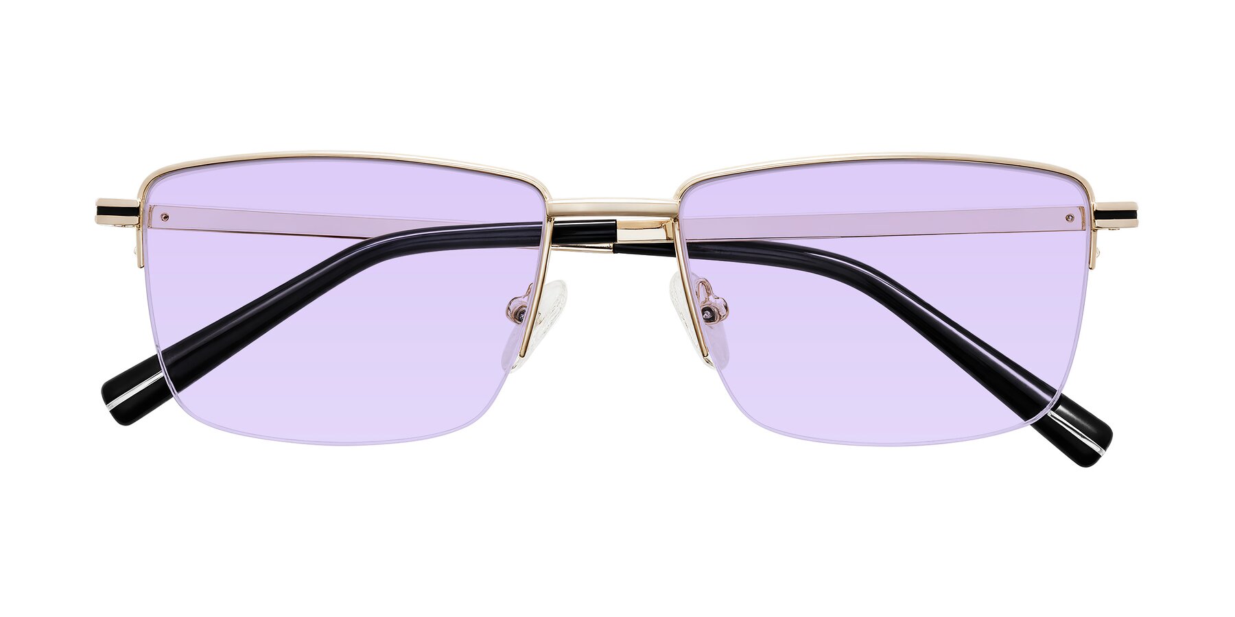 Folded Front of Ngoyi in Gold with Light Purple Tinted Lenses