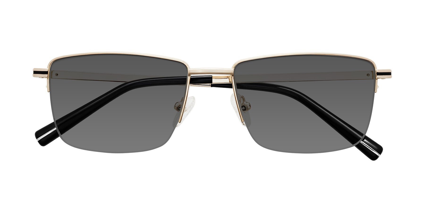 Folded Front of Ngoyi in Gold with Medium Gray Tinted Lenses