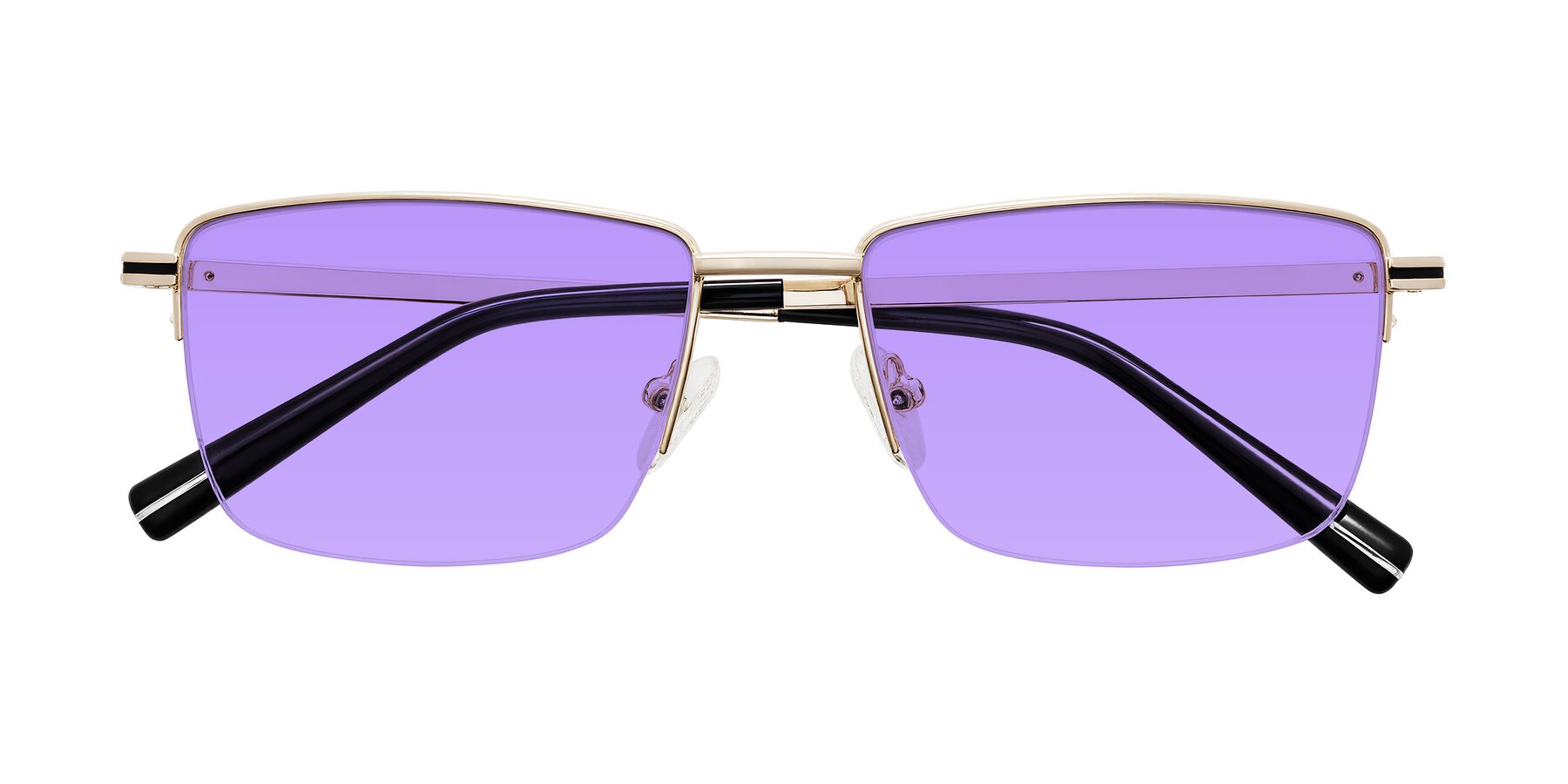 Folded Front of Ngoyi in Gold with Medium Purple Tinted Lenses
