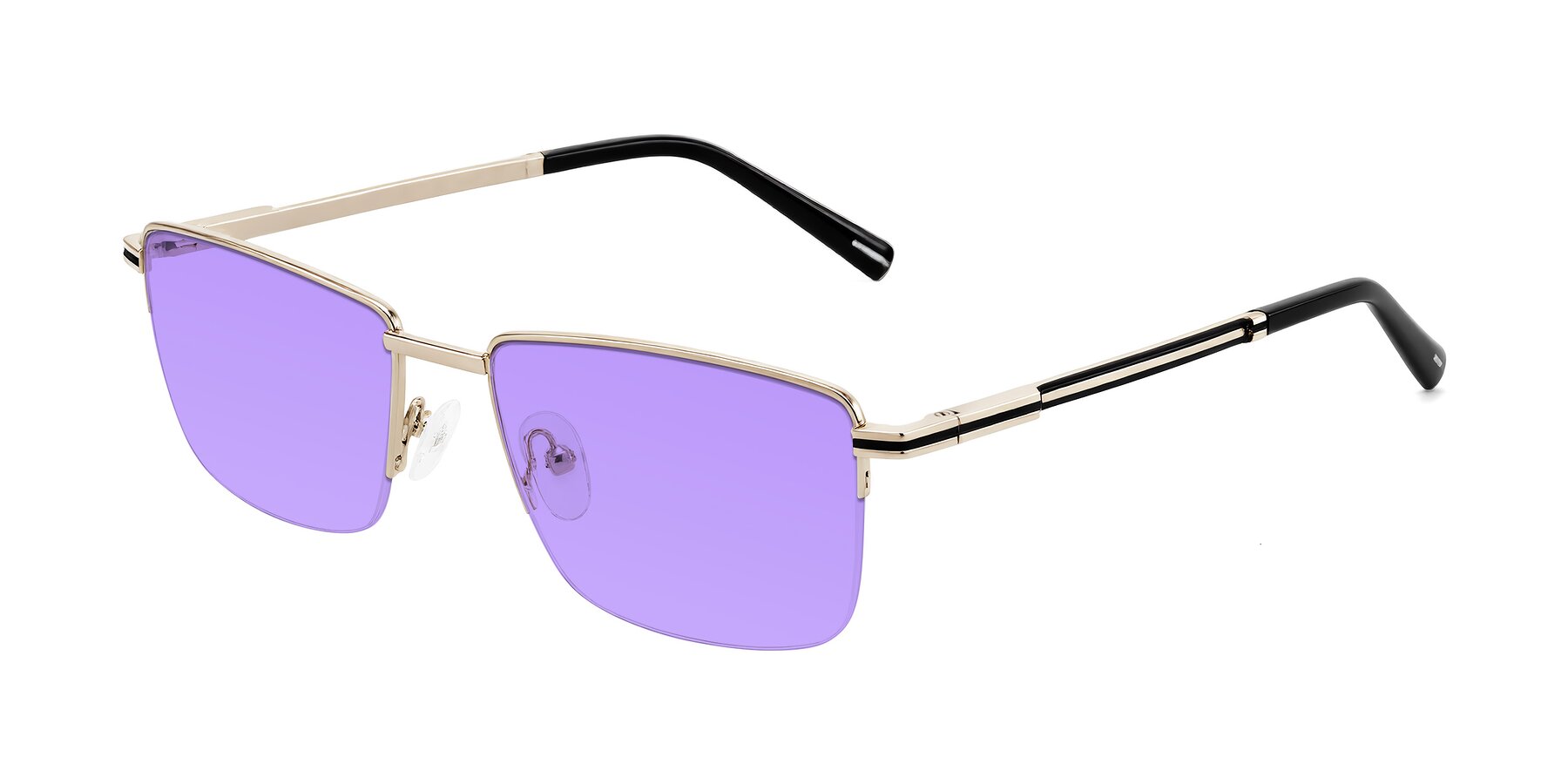 Angle of Ngoyi in Gold with Medium Purple Tinted Lenses