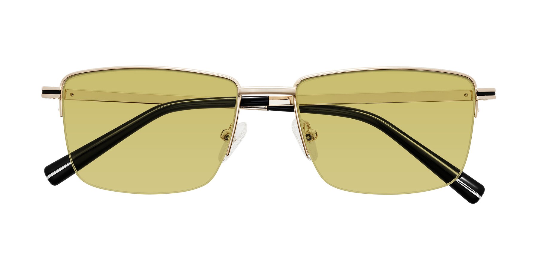 Folded Front of Ngoyi in Gold with Medium Champagne Tinted Lenses