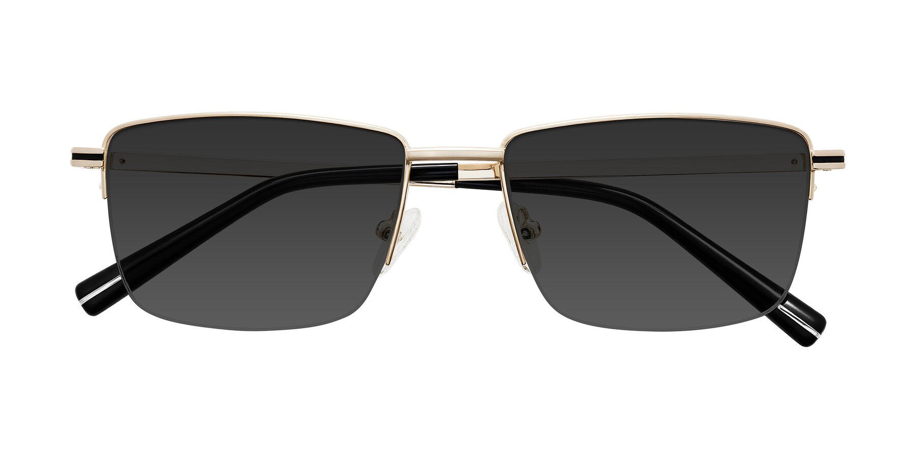 Folded Front of Ngoyi in Gold with Gray Tinted Lenses