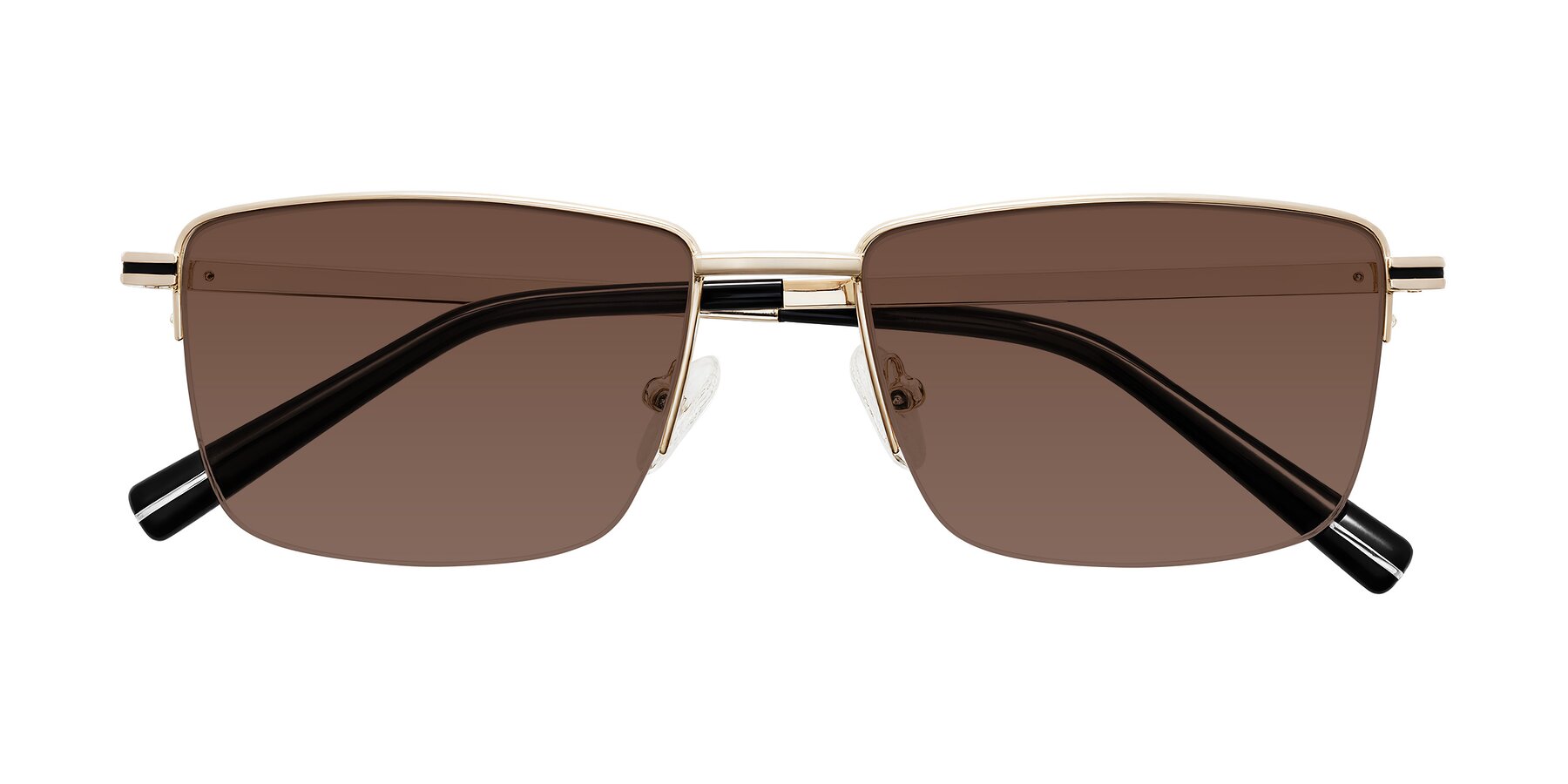 Folded Front of Ngoyi in Gold with Brown Tinted Lenses