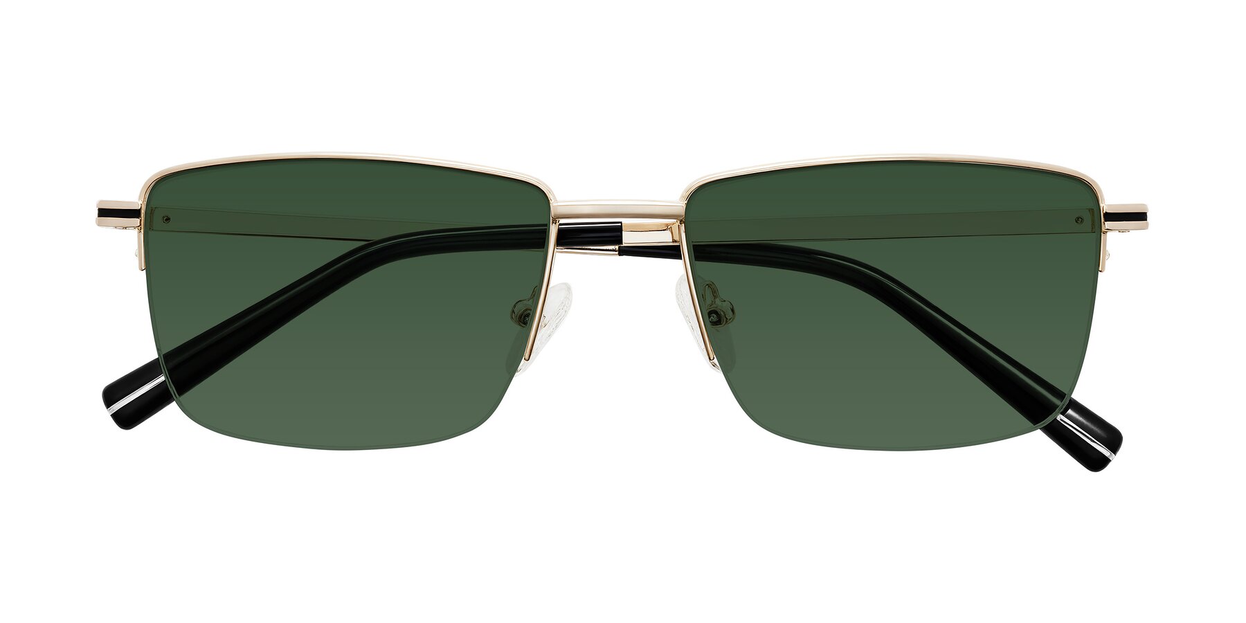 Folded Front of Ngoyi in Gold with Green Tinted Lenses