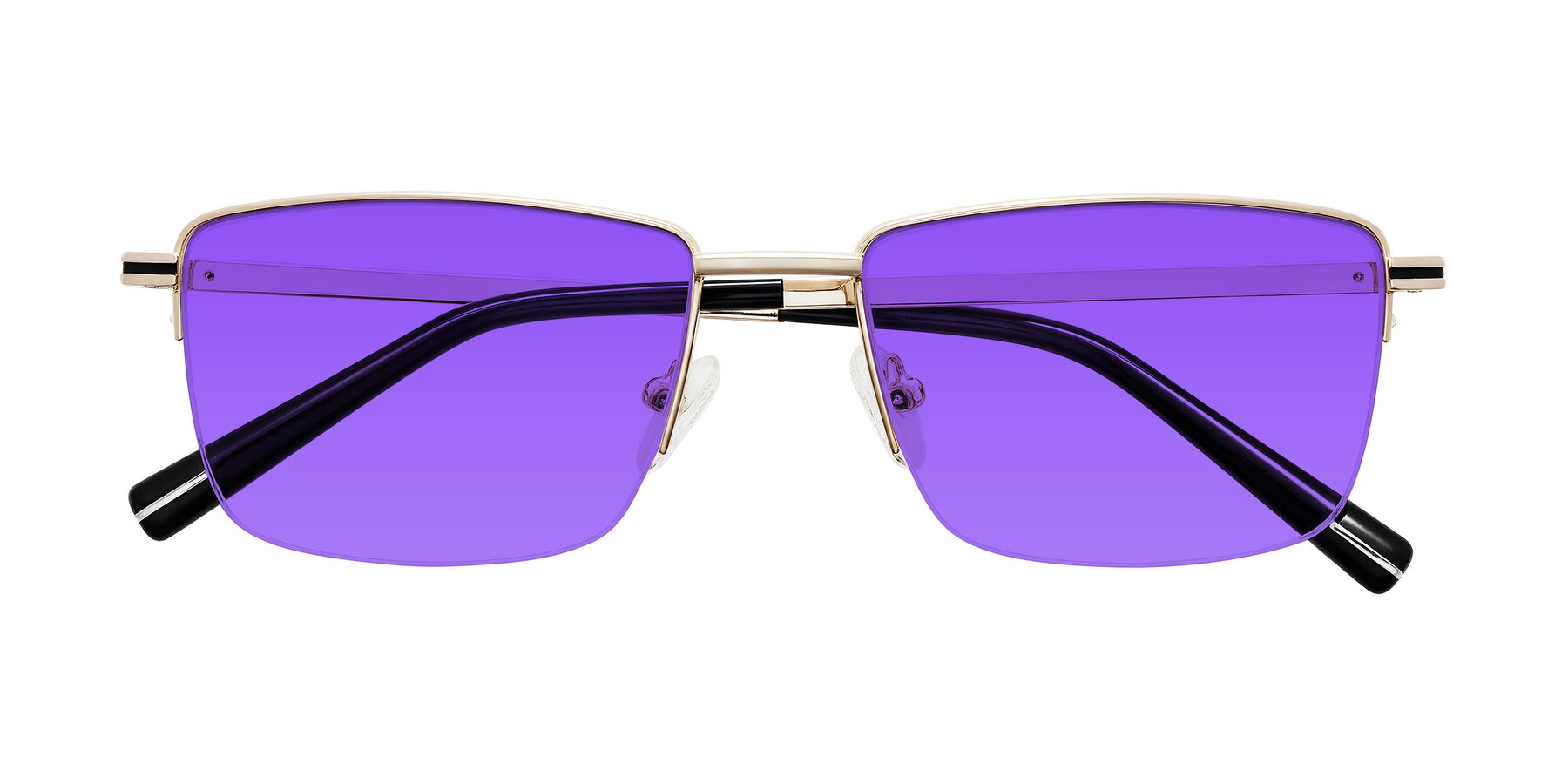 Folded Front of Ngoyi in Gold with Purple Tinted Lenses