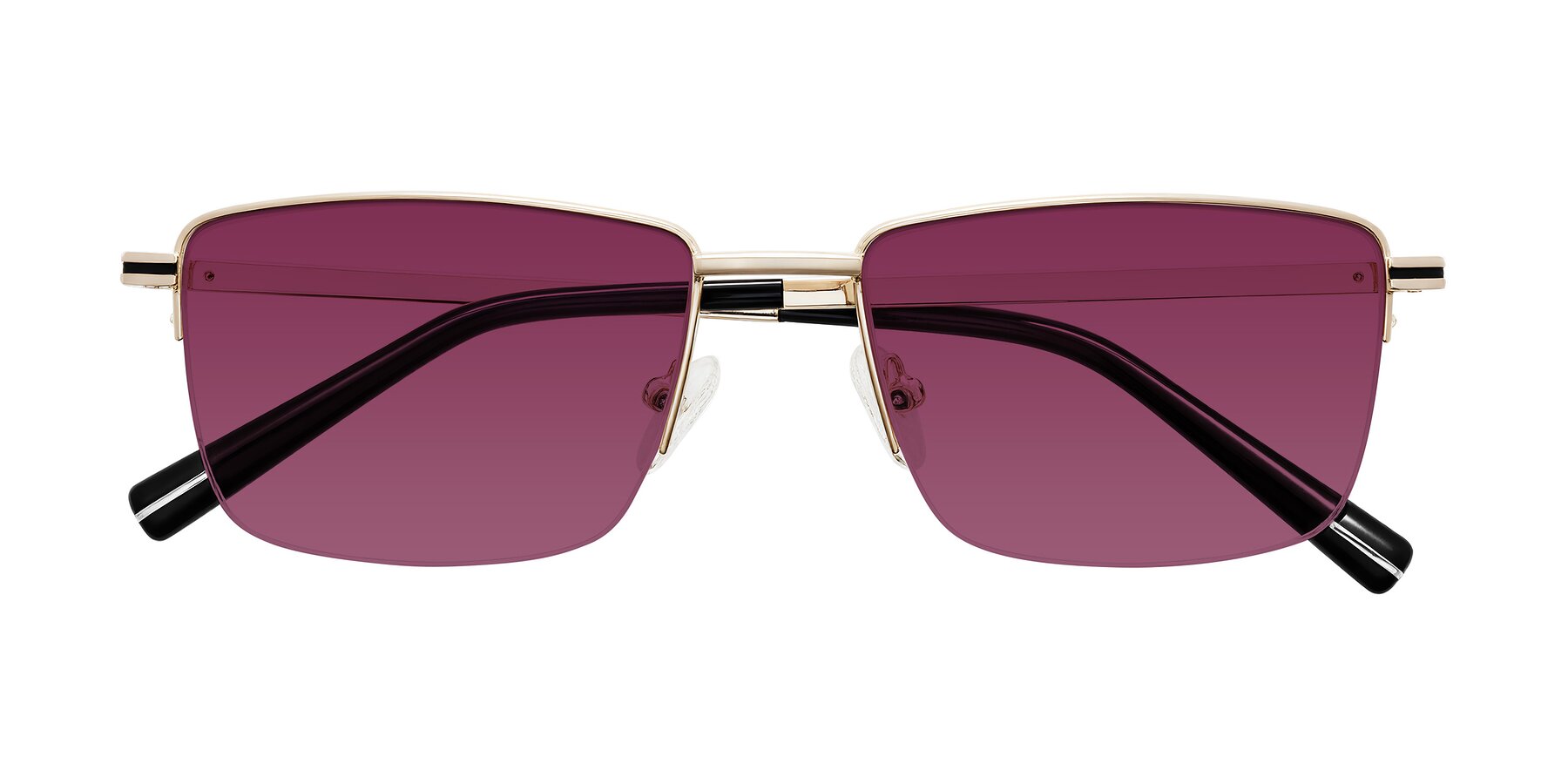 Folded Front of Ngoyi in Gold with Wine Tinted Lenses