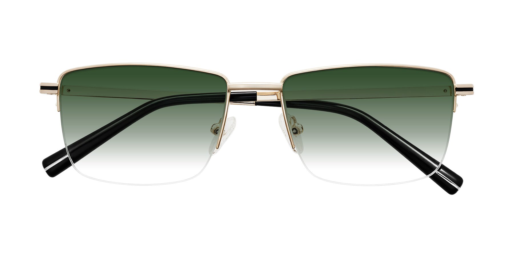 Folded Front of Ngoyi in Gold with Green Gradient Lenses