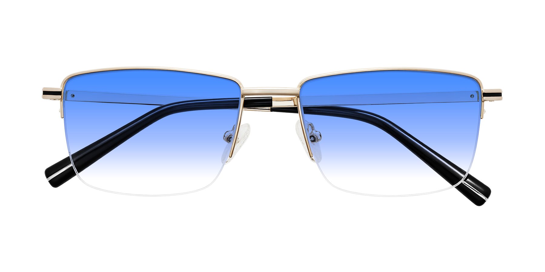 Folded Front of Ngoyi in Gold with Blue Gradient Lenses