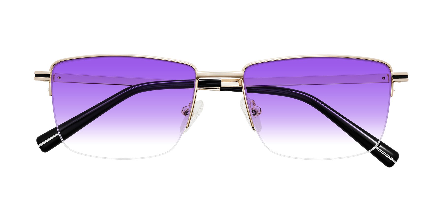 Folded Front of Ngoyi in Gold with Purple Gradient Lenses