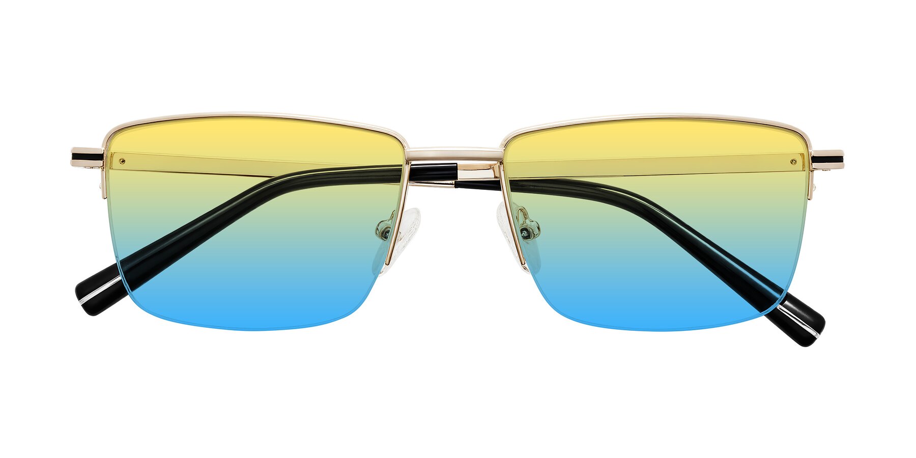 Folded Front of Ngoyi in Gold with Yellow / Blue Gradient Lenses