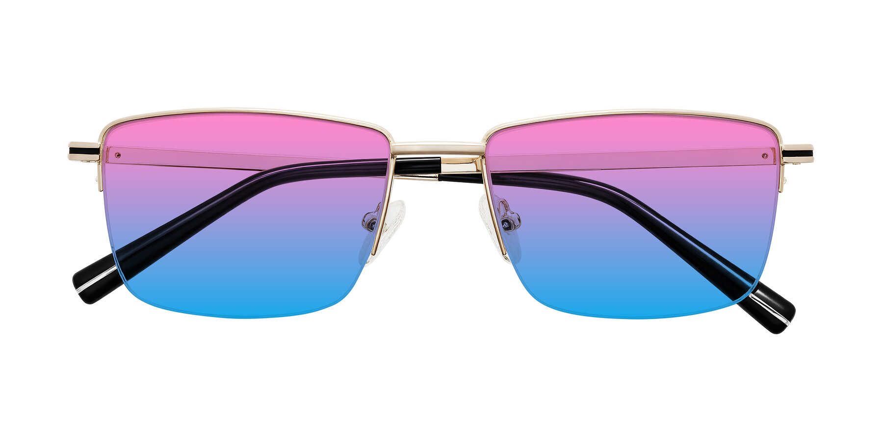 Folded Front of Ngoyi in Gold with Pink / Blue Gradient Lenses