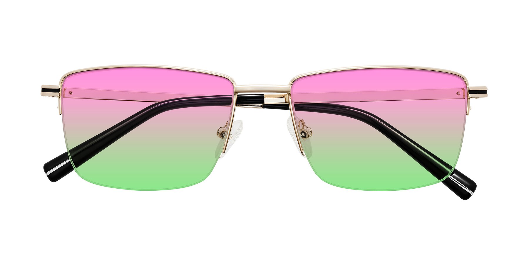 Folded Front of Ngoyi in Gold with Pink / Green Gradient Lenses