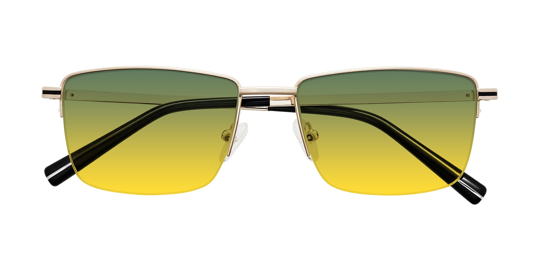 Folded Front of Ngoyi in Gold with Green / Yellow Gradient Lenses