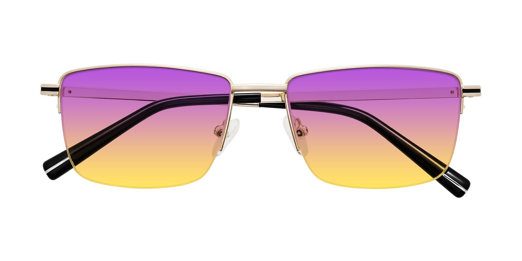 Folded Front of Ngoyi in Gold with Purple / Yellow Gradient Lenses