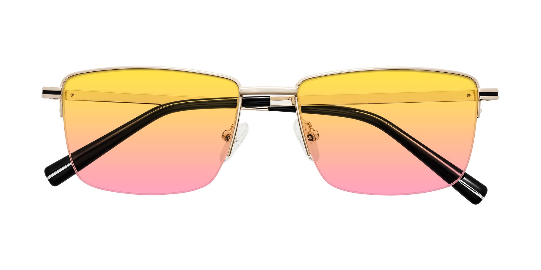 Folded Front of Ngoyi in Gold with Yellow / Pink Gradient Lenses