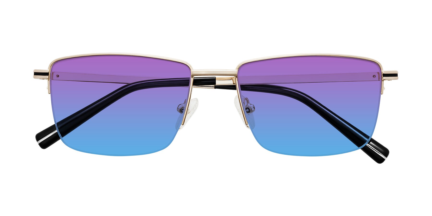 Folded Front of Ngoyi in Gold with Purple / Blue Gradient Lenses