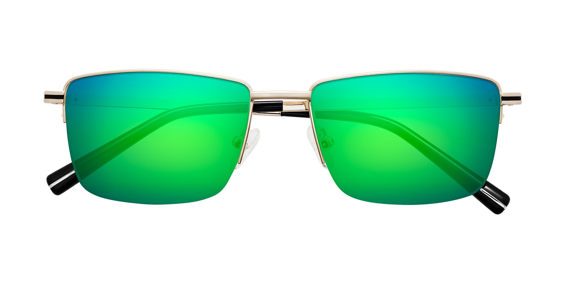 Folded Front of Ngoyi in Gold with Green Mirrored Lenses