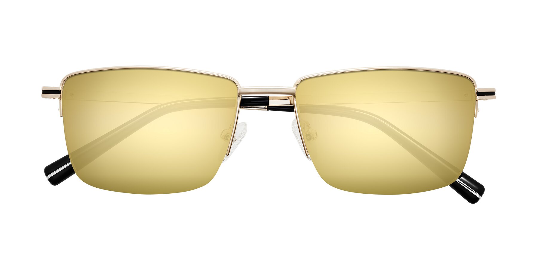 Folded Front of Ngoyi in Gold with Gold Mirrored Lenses