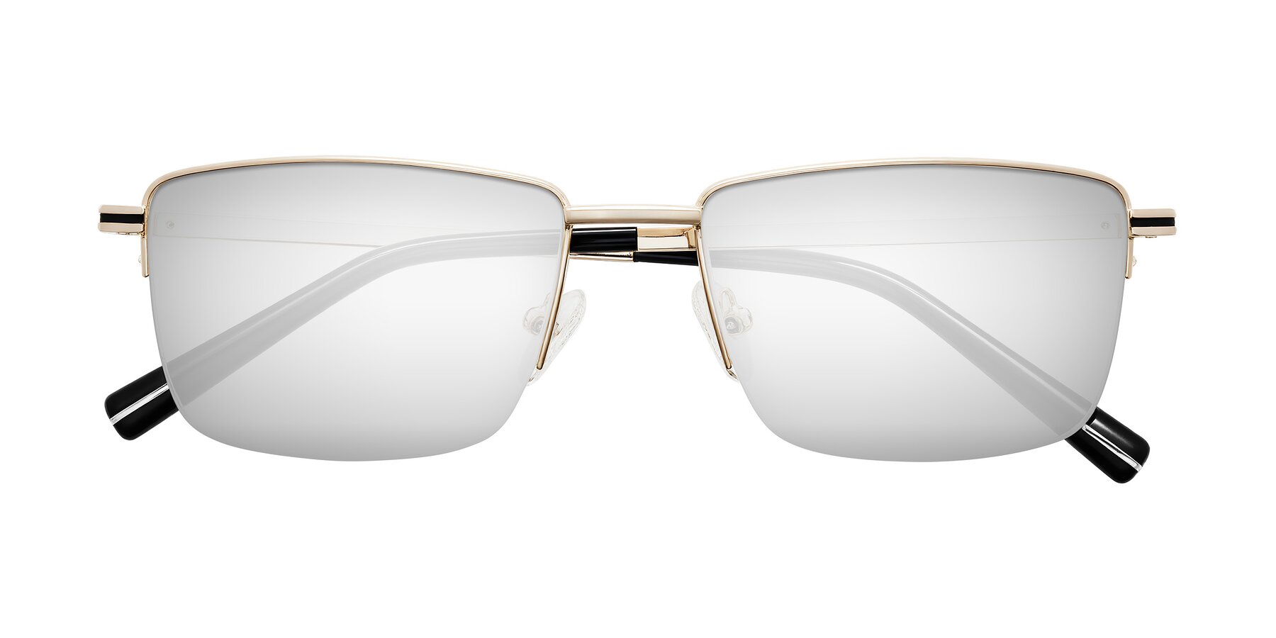 Folded Front of Ngoyi in Gold with Silver Mirrored Lenses