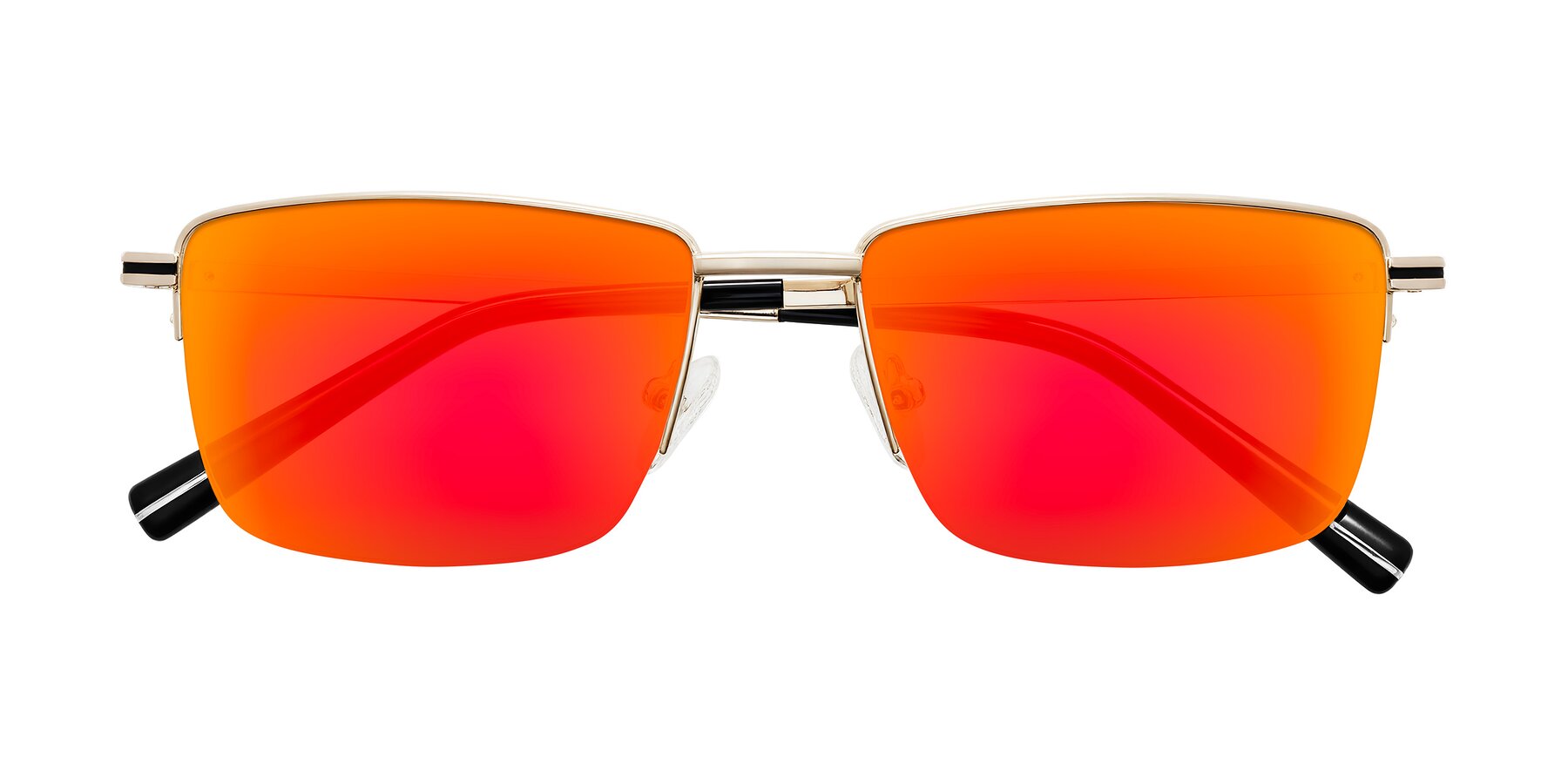 Folded Front of Ngoyi in Gold with Red Gold Mirrored Lenses