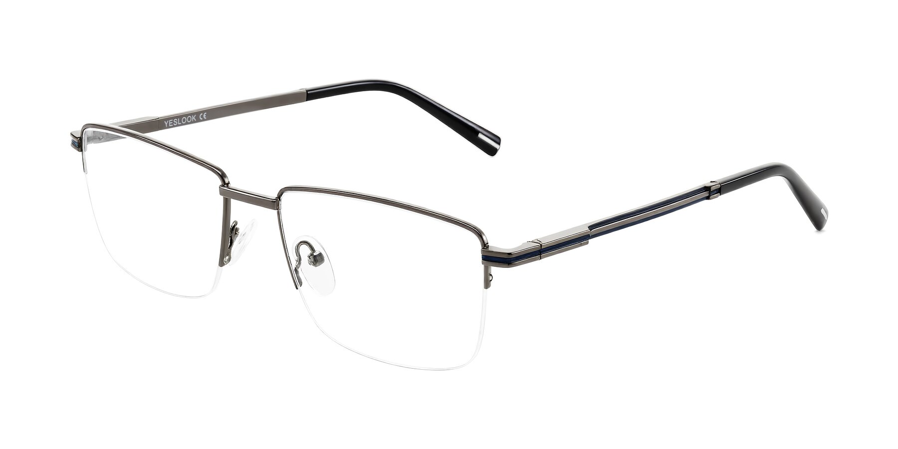 Angle of Ngoyi in Gunmetal with Clear Blue Light Blocking Lenses