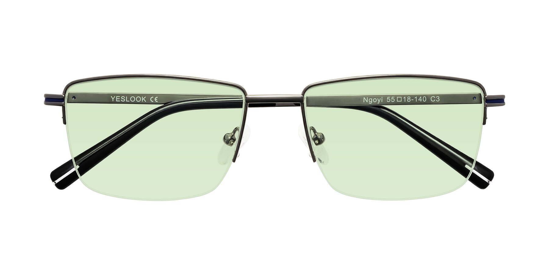 Folded Front of Ngoyi in Gunmetal with Light Green Tinted Lenses