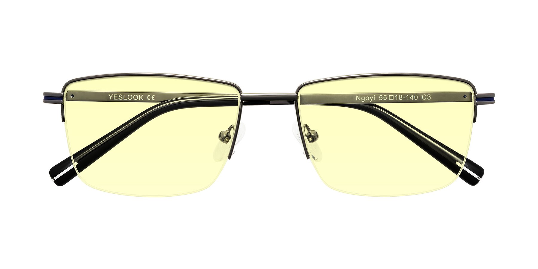 Folded Front of Ngoyi in Gunmetal with Light Yellow Tinted Lenses